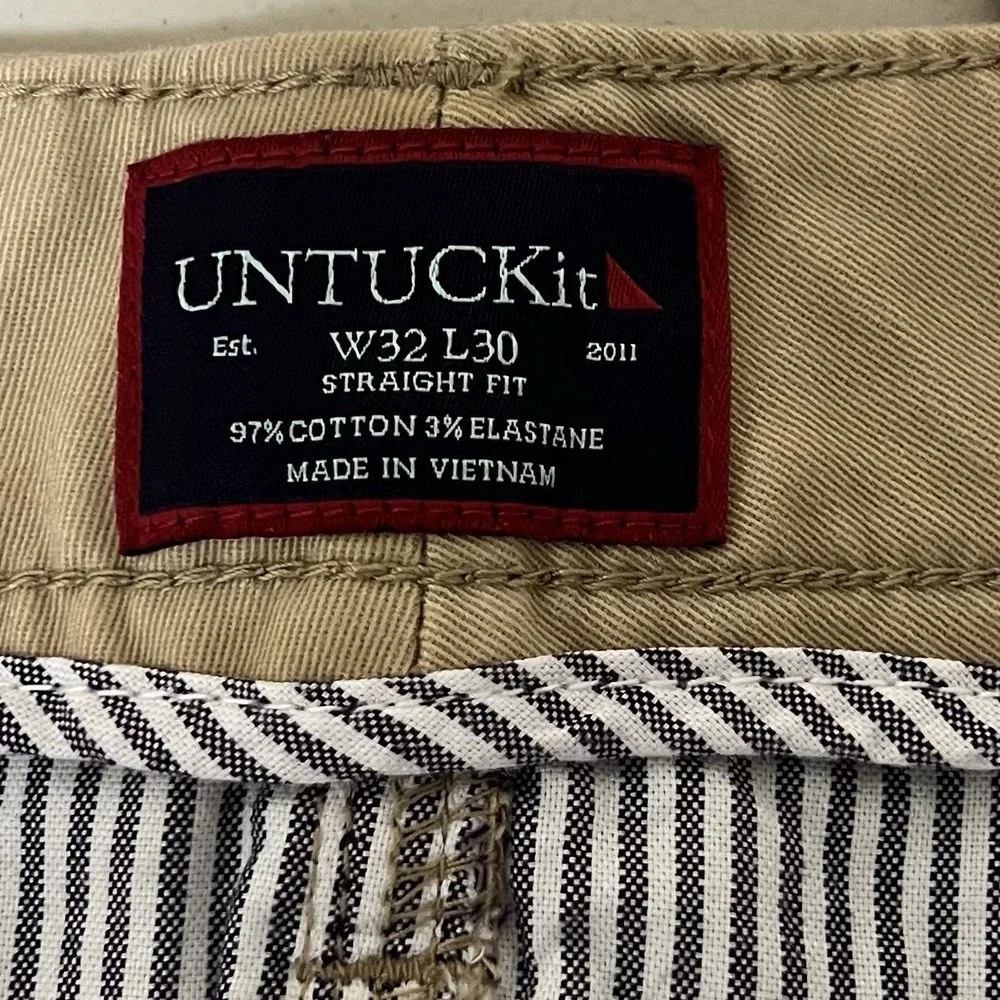 Untuckit 5 Pocket Chino Pants Men 32x30 Tan Don Santiago Tech Straight Fit Chino